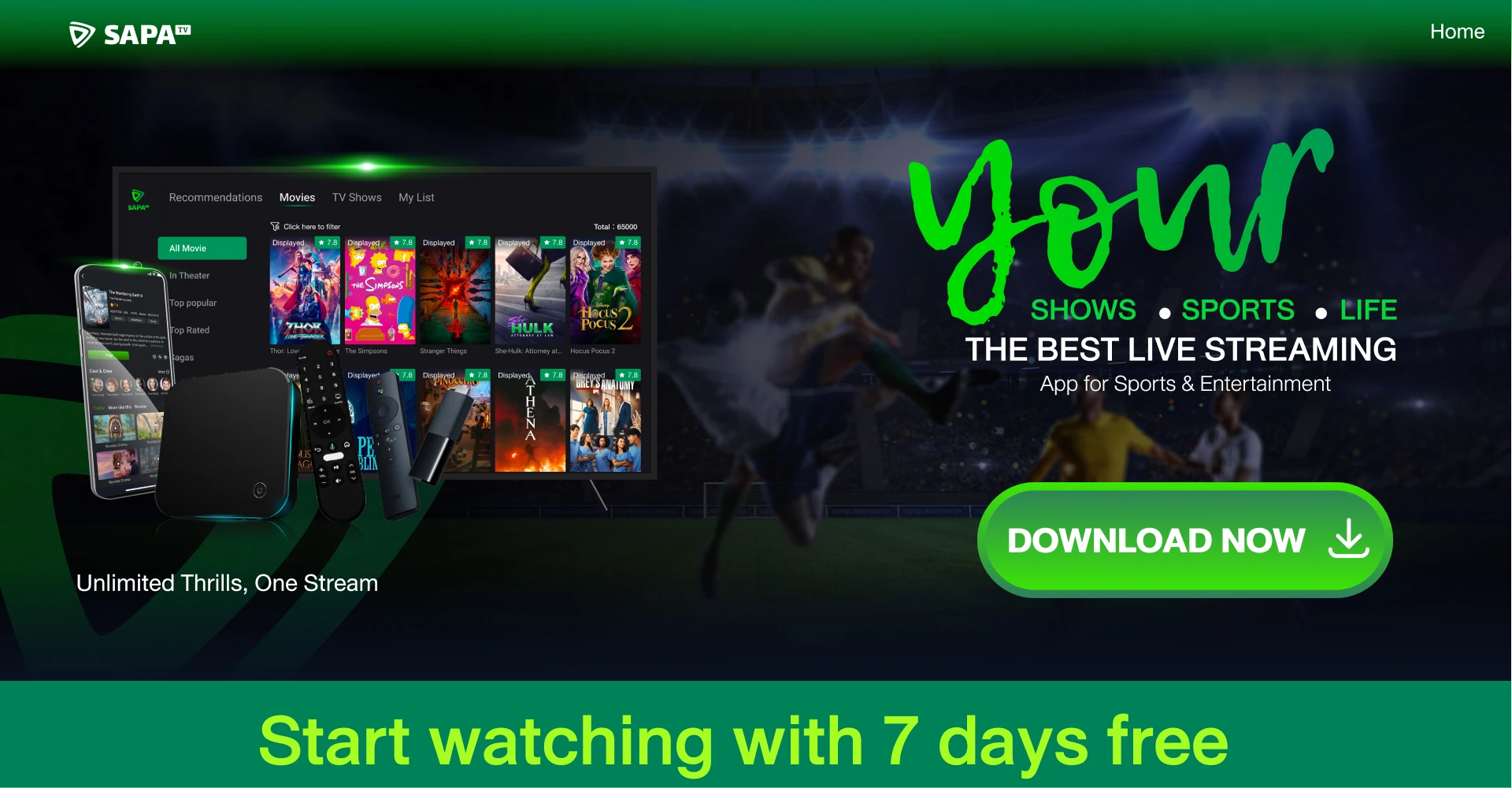 SAPATV | THE BEST LIVE STREAMING App for Sports & Entertainment